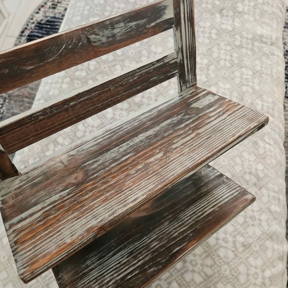 Rustic Brown and White Wall Shelf with Hooks - Unbranded - Picture 4 of 5